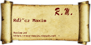 Rácz Maxim névjegykártya
